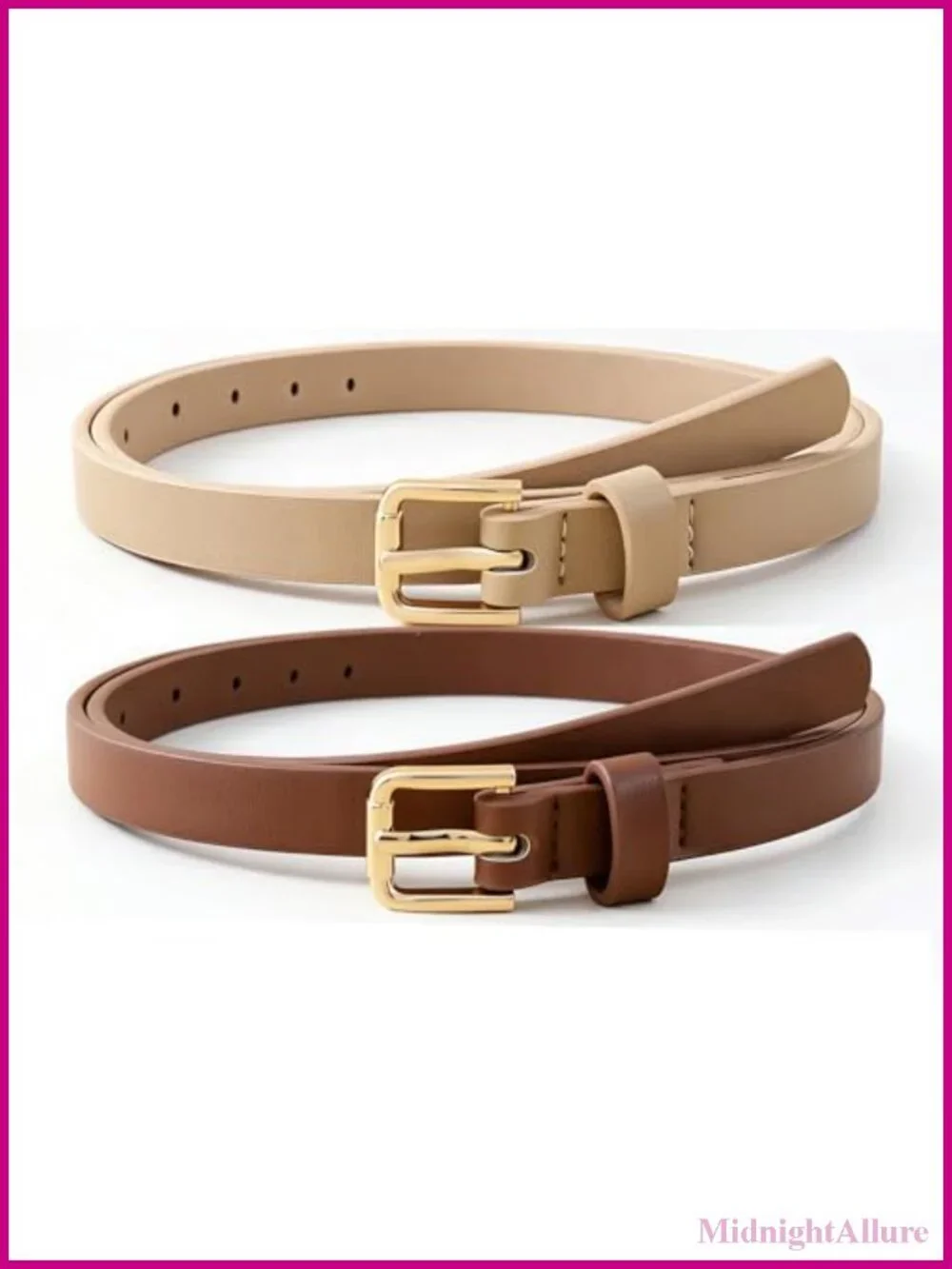 4 Pack Women Skinny Belts PU Leather Thin Waist Belt Jeans Dress